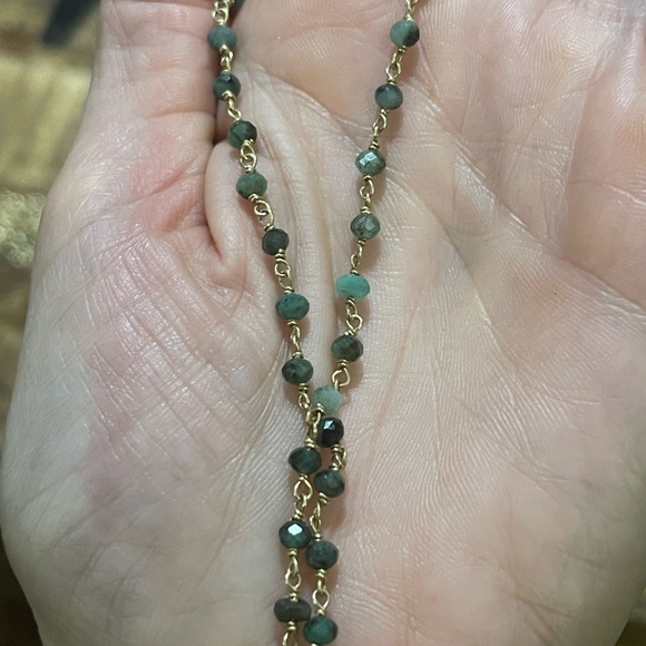 16” gold filled raw emerald necklace - Picture 2 of 3